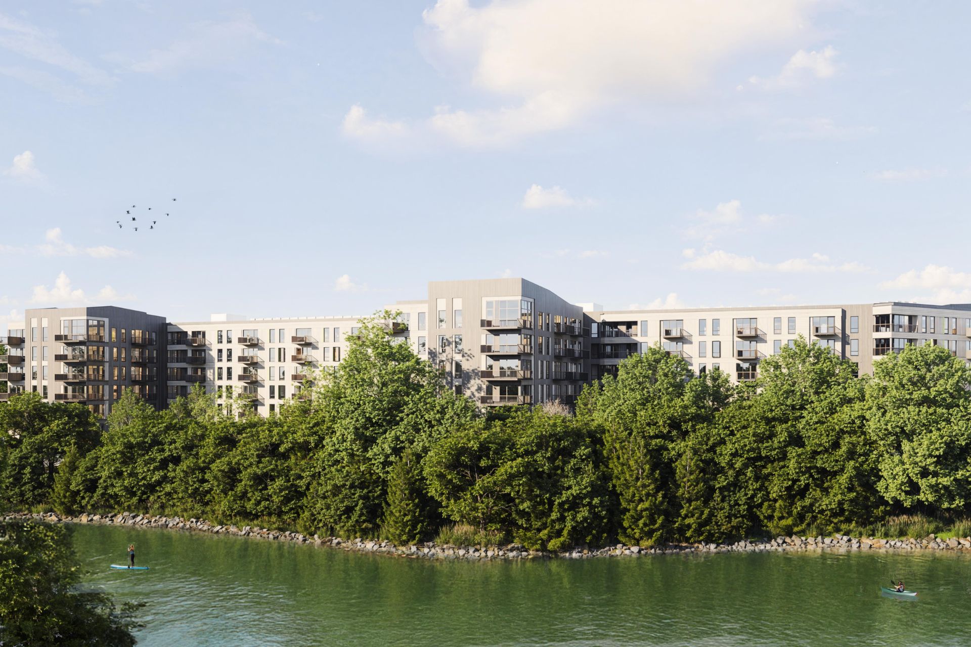 Rendering of Thompson’s Point waterfront apartment development in Portland, Maine